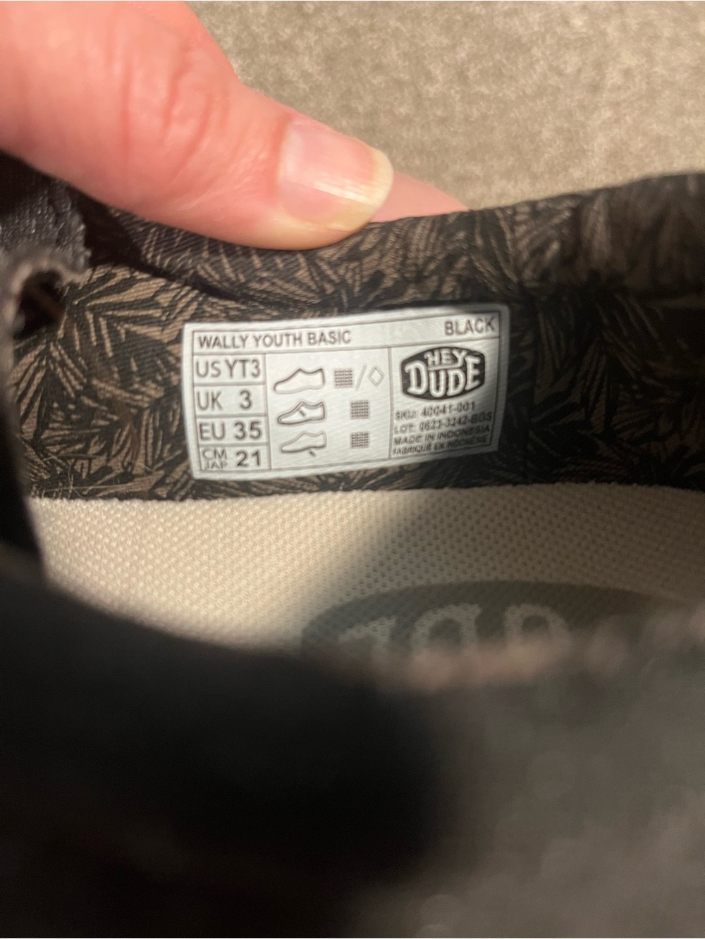 Hey Dude Black Canvas Youth Slip-On Shoes - Picture 3 of 3